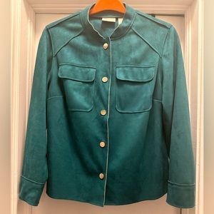 New Chico’s, Double Face Sueded Jacket, New With Tags, Size 1 (S/M), Jewel Green